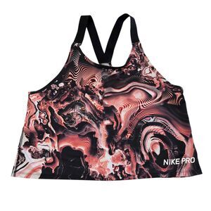 Nike Pro Training Womens Tank Top Black Coral Print A01157-827 Medium Athletic